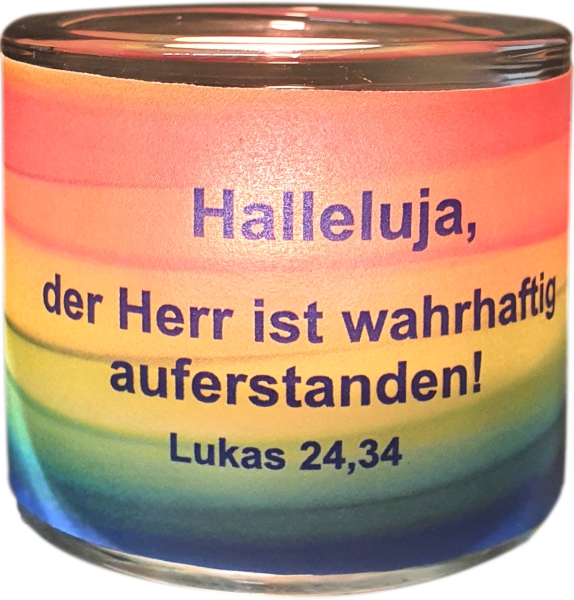 Glas-Windlicht "Halleluja, der Herr ist wahrhaft ...", Nr. 9102